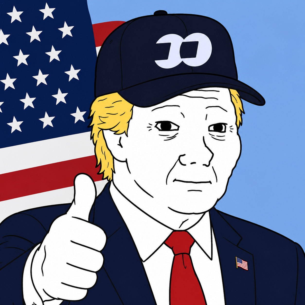 Maga Fomo Wojak character wearing a Fomo logo cap
